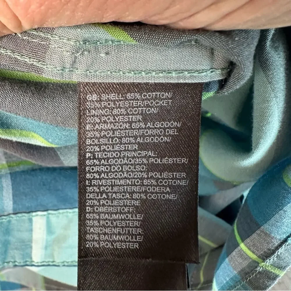 The North Face mens homes green & blue plaid button‎ down shirt gorpcore outdoor